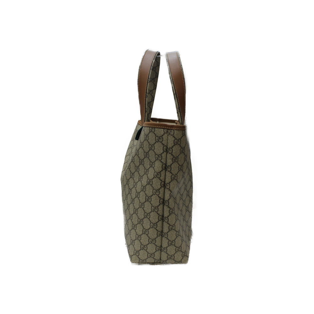Gucci Brown Bag GG Leather Tote Beige Plus Canvas Tan